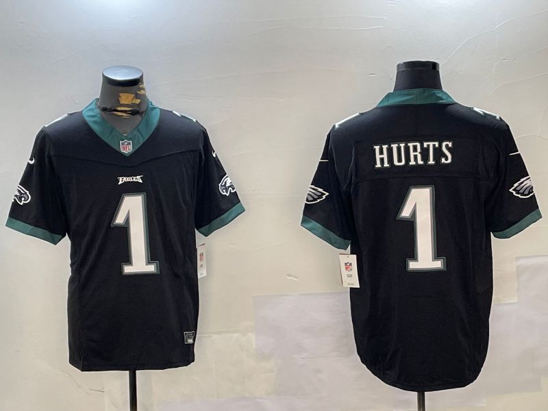 Men Philadelphia Eagles #1 Hurts Black three generations 2024 Nike Limited NFL Jersey style 1->seattle seahawks->NFL Jersey
